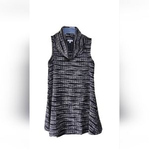 TCEC Womens Dress Twiggy 70s Style Black White Red Twill Cowl Neck Size S